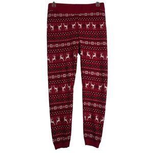 Torrid Red Holiday Reindeer Fair Isle Knit Leggings Polyester Blend Womens Sz 1